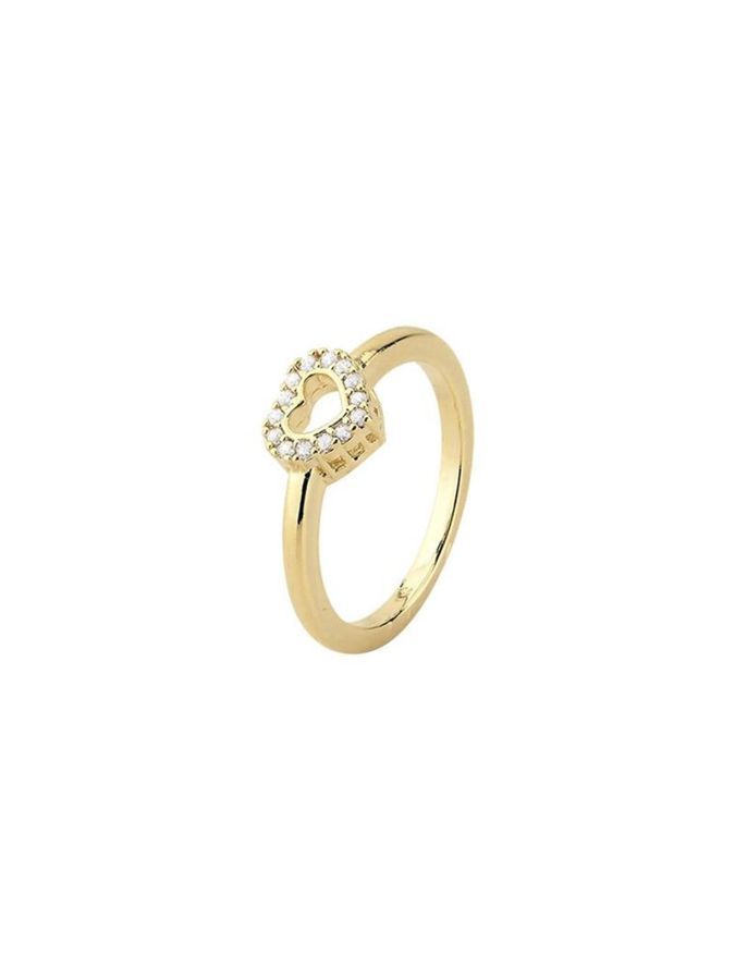 Anel Coracao Cravejado Falange — banho de ouro 18k, Heali Semijoias
