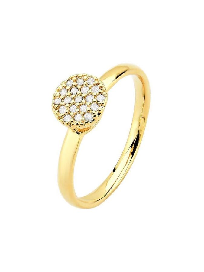 Anel Chuveiro Com Zirconias Cravejadas — banho de ouro 18k, Heali Semijoias