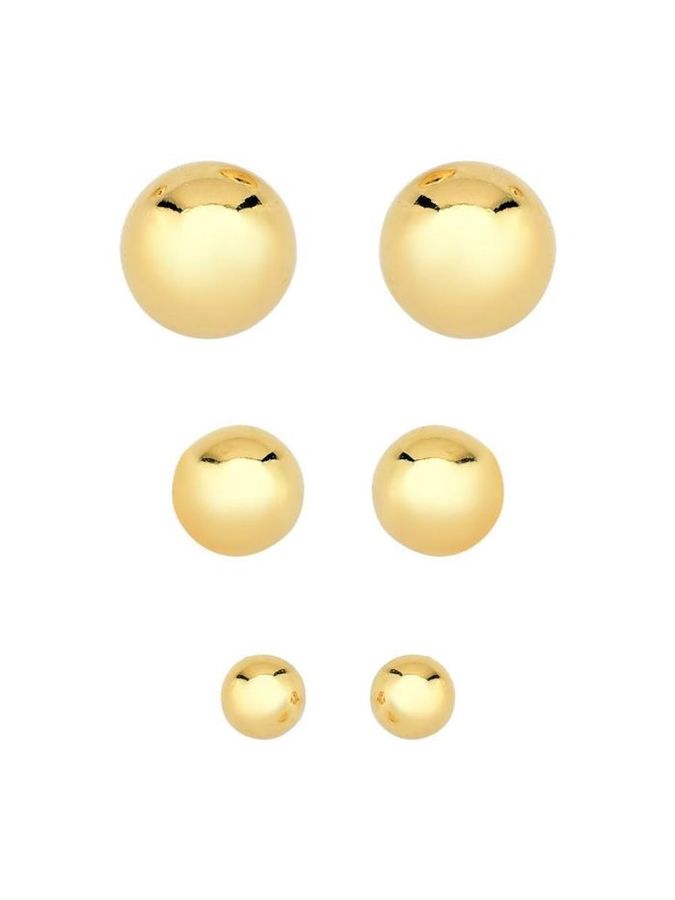 Trio DE Brincos Trio Bola Lisa — banho de ouro 18k, Heali Semijoias