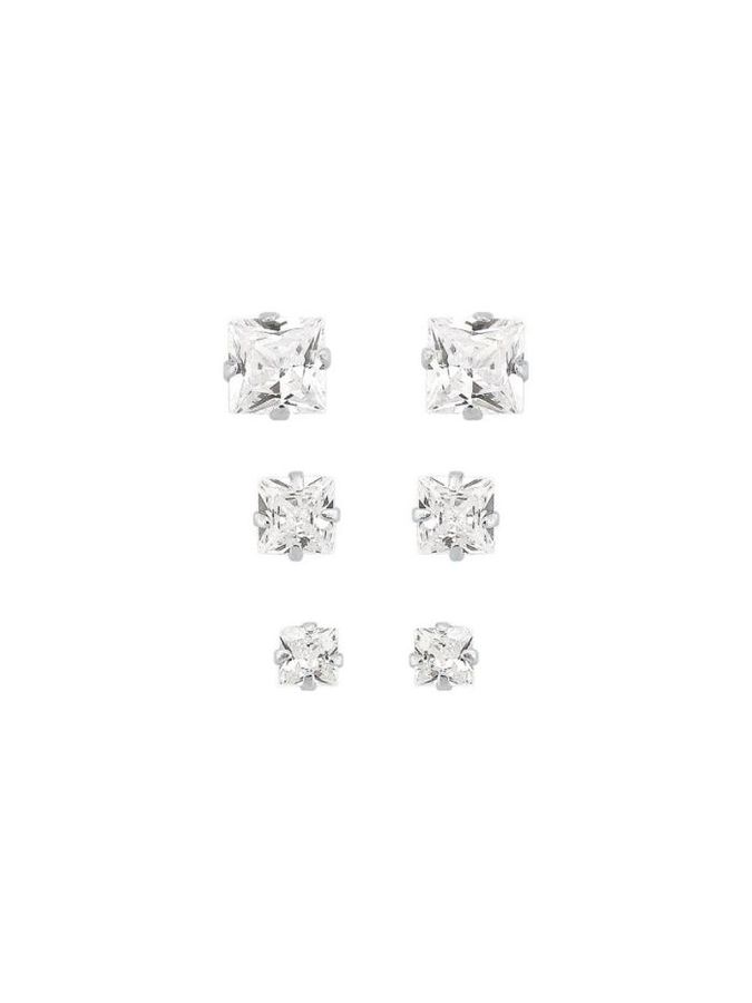 Prata 925 Trio Quadrado Incolor — prata 925, Heali Semijoias
