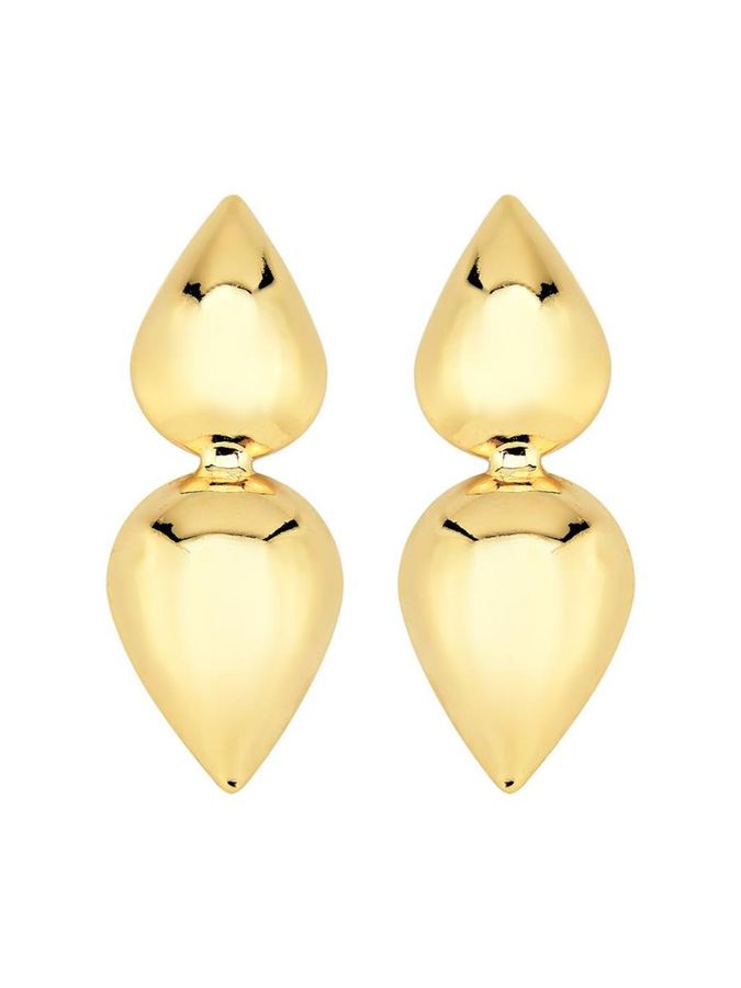 Brinco Dupla Gota Lisa — banho de ouro 18k, Heali Semijoias
