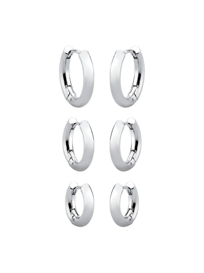 Trio DE Argola Lisa | Banhado NO Ródio Branco — banho de ródio branco, Heali Semijoias