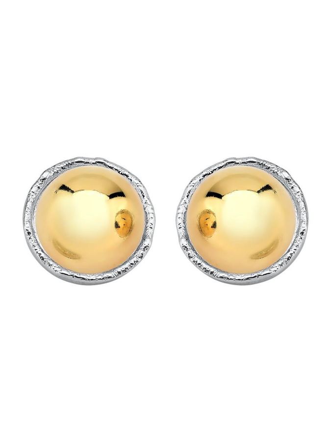 Brinco Redondo Liso E Rodio Branco — banho de ouro 18k, Heali Semijoias