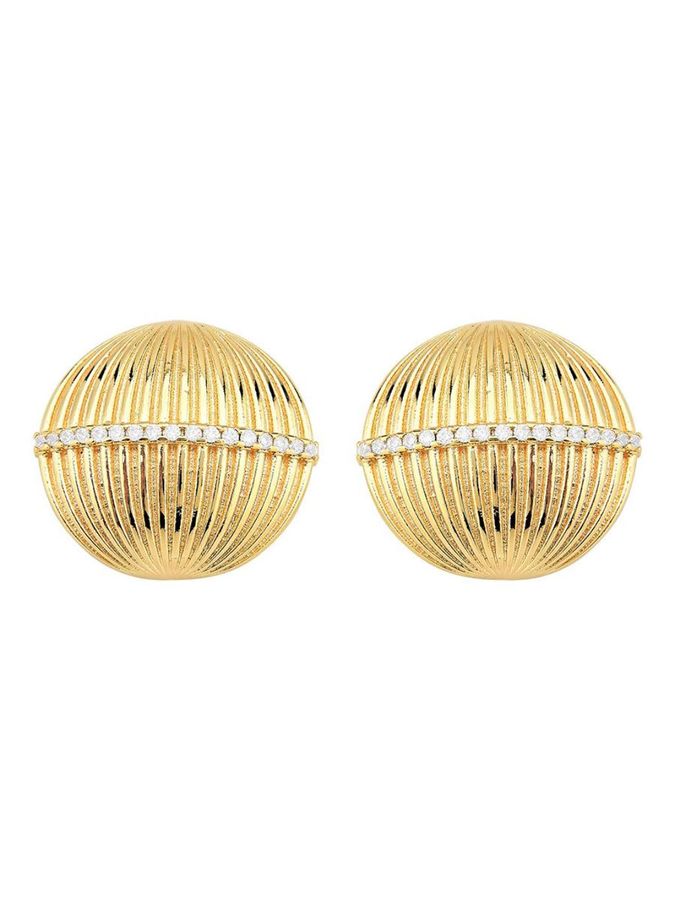 Brinco Bola Cravejado — banho de paládio, Heali Semijoias