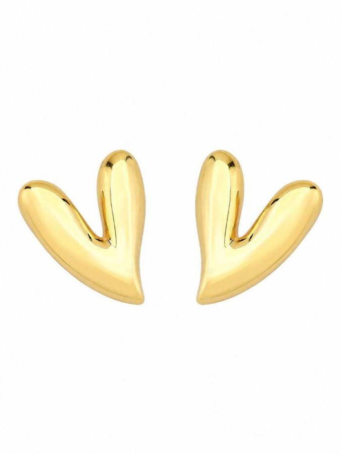 Brinco Coração Liso M — banho de ouro 18k, Heali Semijoias