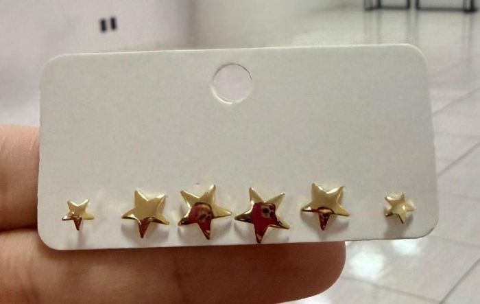Brincos Trio DE Brinco Estrela Lisa — banho de paládio, Heali Semijoias