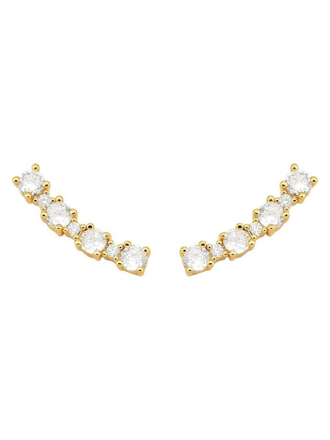 Brinco Ear Cuff Incolor Cravejado | Banhado A Ouro — banho de ouro 18k, Heali Semijoias