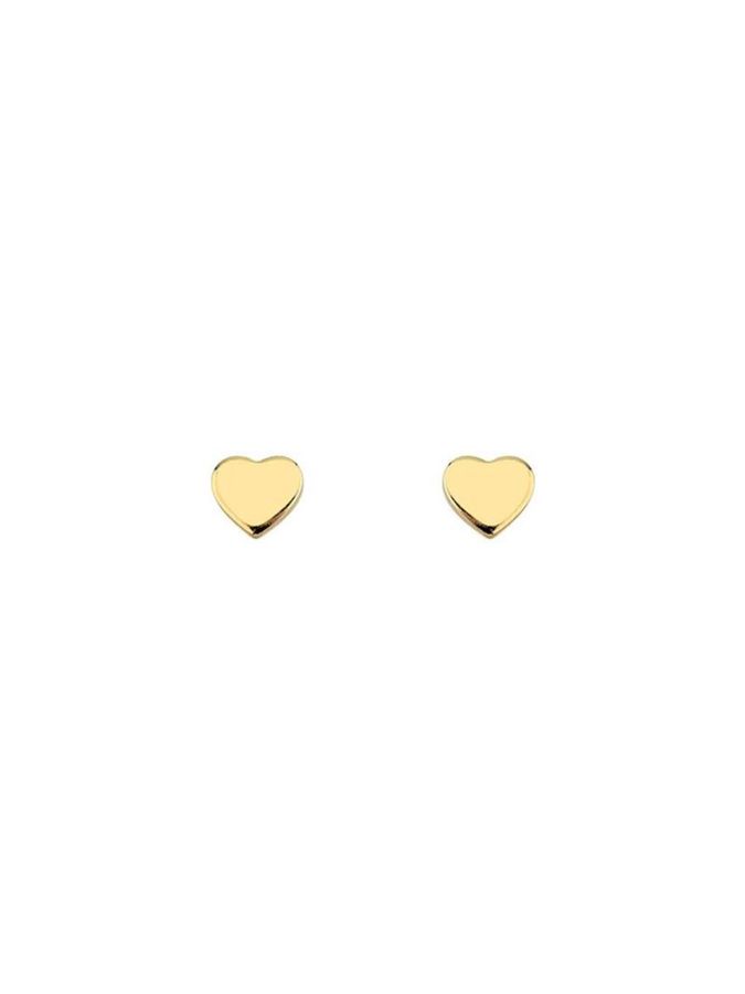 Brinco Chapa Coracao Liso Banho Ouro — banho de ouro 18k, Heali Semijoias