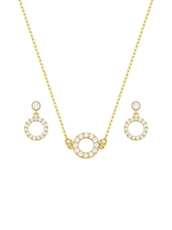 Conjunto Circulo Vazado Cravejado