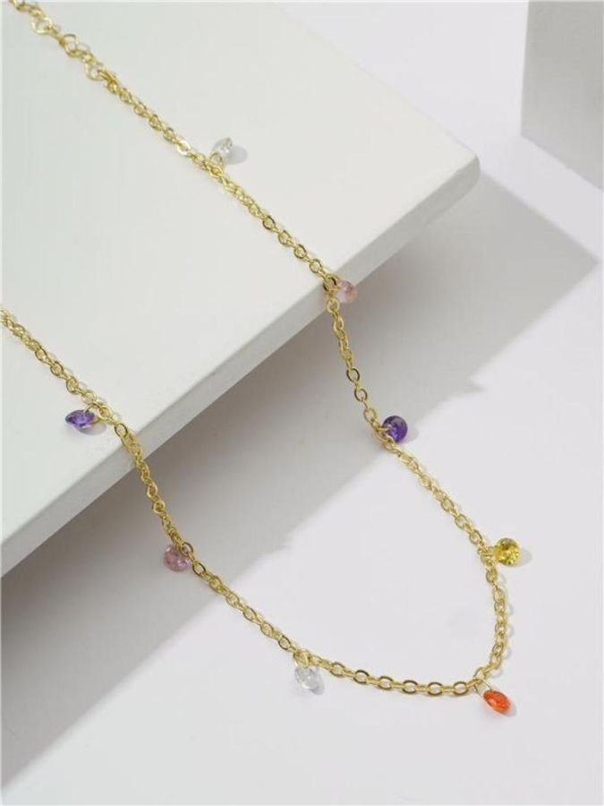 Colar Choker Com Pontos DE Luz Coloridos — banho de paládio, Heali Semijoias