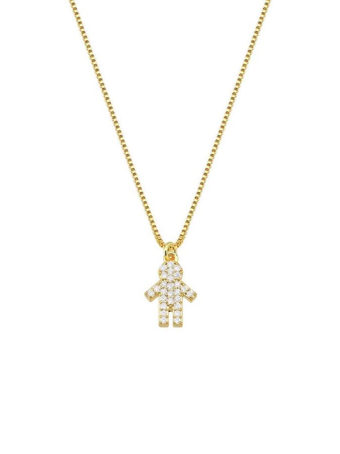 Colar Menino Zircônias Incolores — banho de ouro 18k, Heali Semijoias
