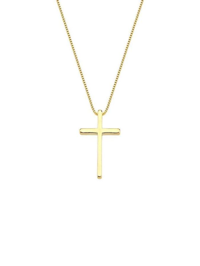 Colar Com Cruz 45cm Banho Ouro — banho de paládio, Heali Semijoias