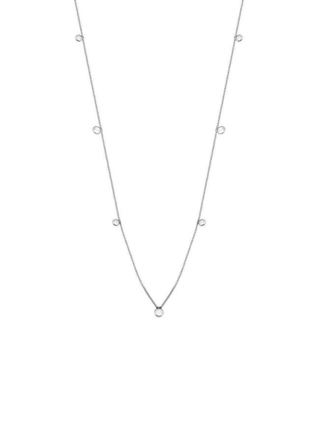 Colar Com Pontos DE Luz 70cm Banho Rodio Branco — banho de ródio, Heali Semijoias