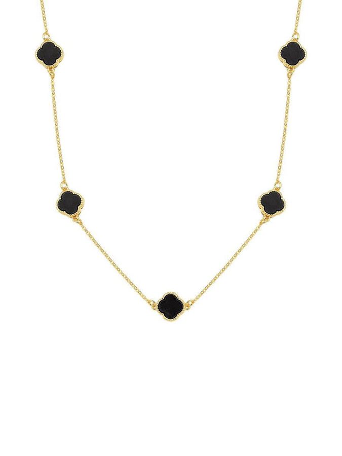Choker Trevo Marrom P — banho de ouro 18k, Heali Semijoias