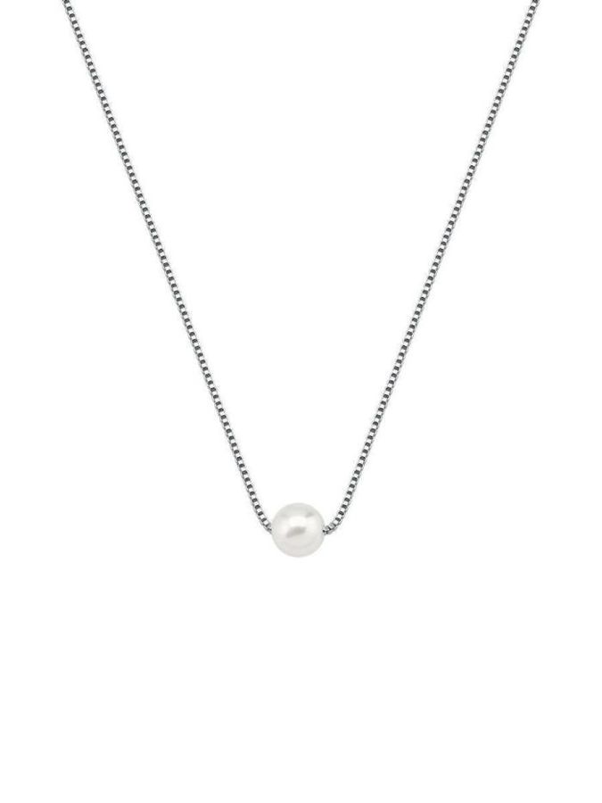Colar Pérola 6 MM Banho Ródio Branco — banho de ródio branco, Heali Semijoias