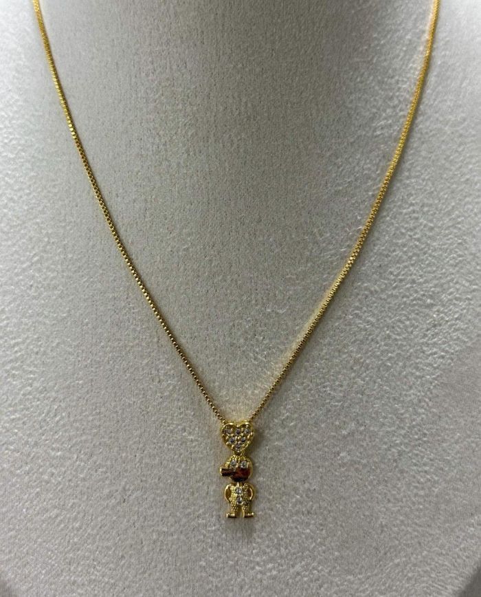 Colar Filho Menino Cravejado Banho Ouro — banho de paládio, Heali Semijoias