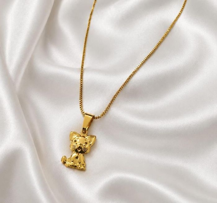 Colar Gato Liso Banho Ouro — banho de paládio, Heali Semijoias