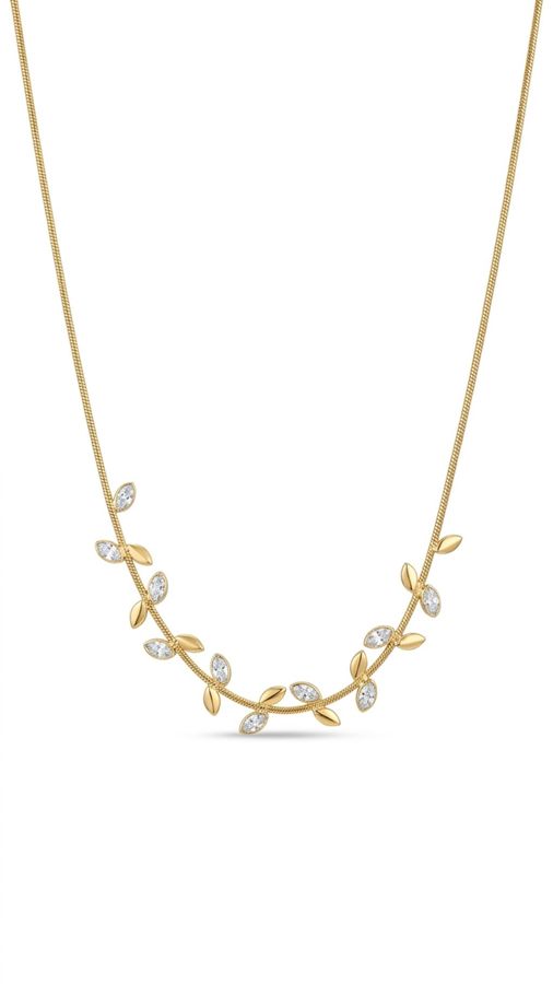 Choker Rabo DE Rato Com Folhas E Pedras Zircônia Oval - Ouro — banho de ouro 18k, Heali Semijoias