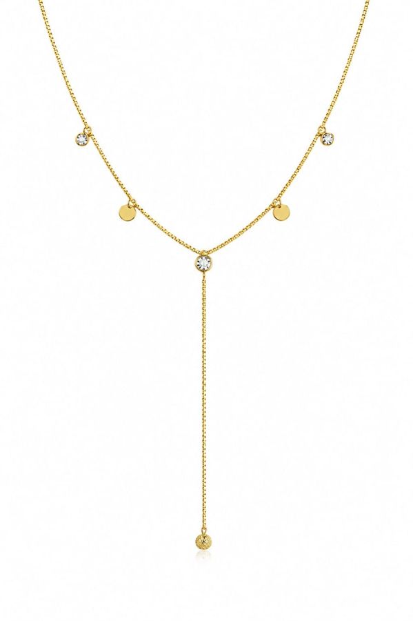 Colar Gravata Zircônia E Bolinhas Dourado — banho de ouro 18k, Heali Semijoias