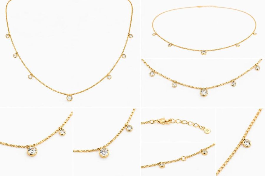 Colar Veneziana C/ Zircônia Dourado — banho de ouro 18k, Heali Semijoias