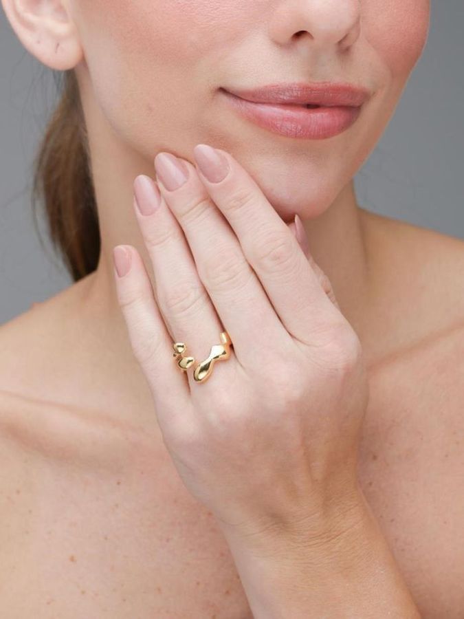 Anel Orgânico Aberto Liso | Banhado A Ouro — banho de ouro 18k, Heali Semijoias