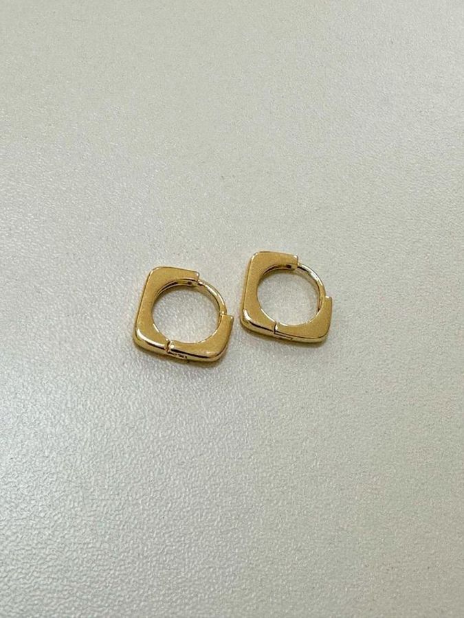 Brinco Argola Quadrada Pequena — banho de paládio, Heali Semijoias