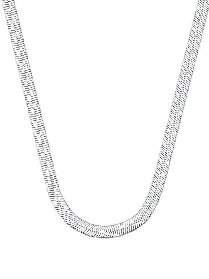 Colar Malha Fita 5mm 30+10 CM — banho de prata, Heali Semijoias