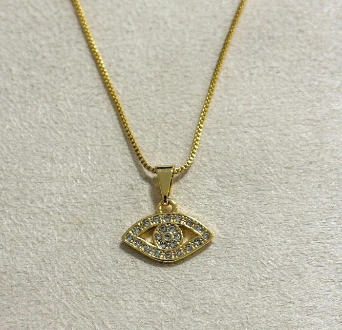 Colar Veneziana Olho Grego Vazado Cravejado Zircônia — banho de ouro 18k, Heali Semijoias