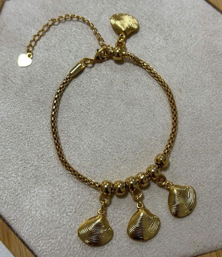 Pulseira Feminina Conchas 18+5 CM Dourada — banho de paládio, Heali Semijoias