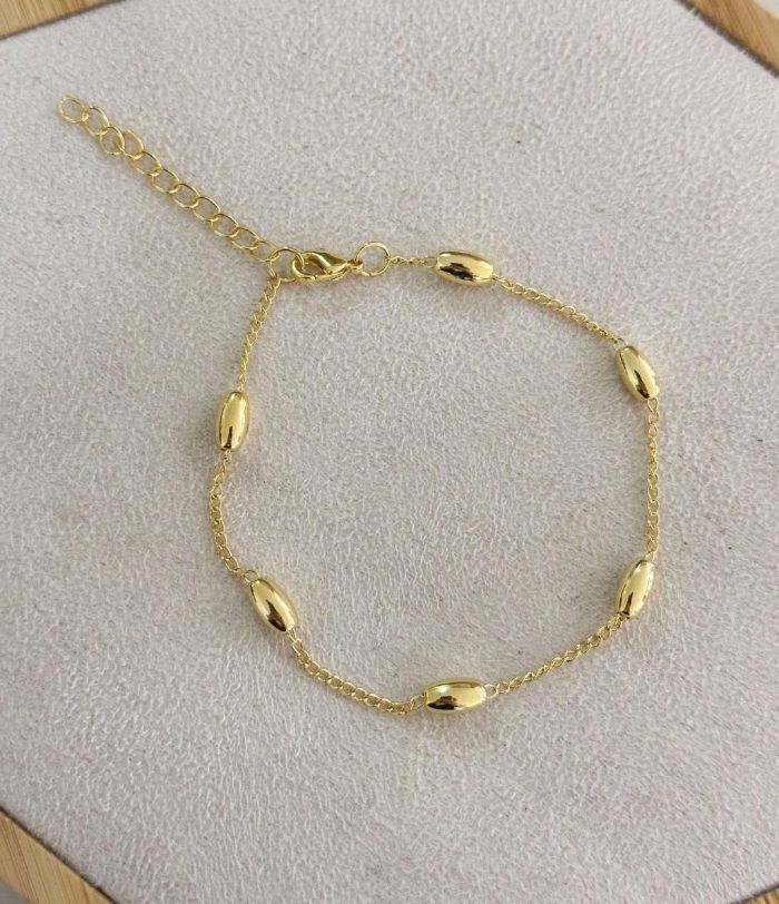 Pulseira Elo E Bolinha Oval Banho Ouro — banho de ouro 18k, Heali Semijoias
