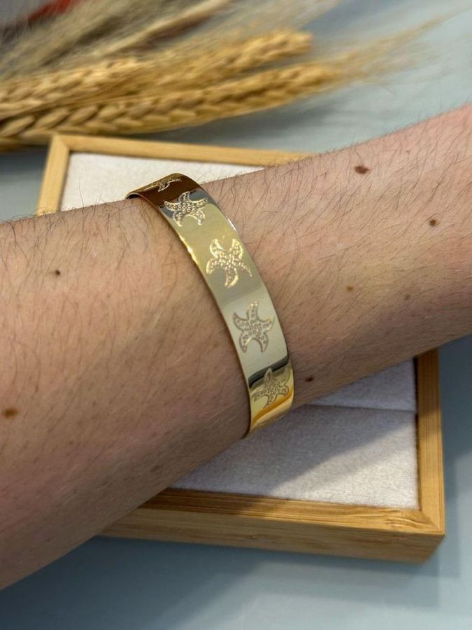 Bracelete Estrela DO Mar Banho Ouro — banho de paládio, Heali Semijoias