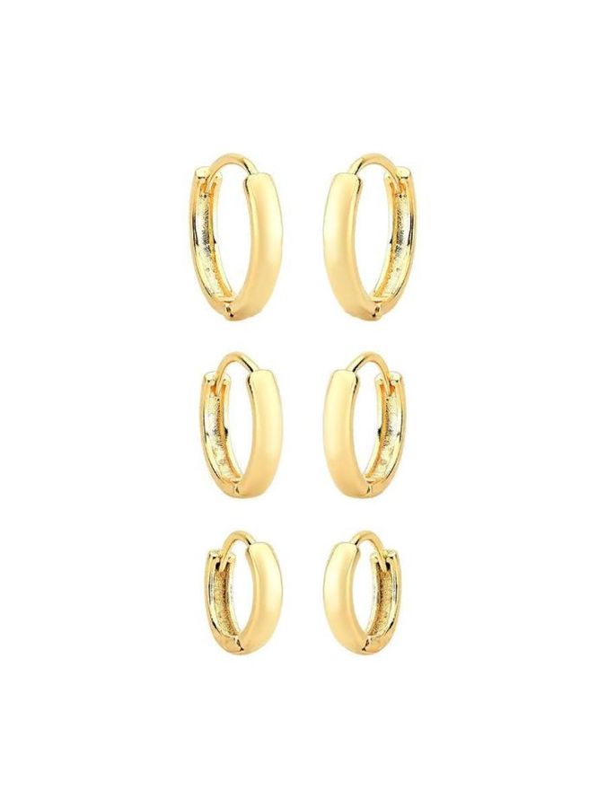 Mix DE Brincos Argola Redonda Lisa — banho de ouro 18k, Heali Semijoias