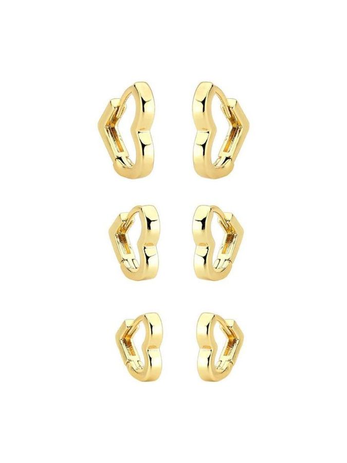 Mix DE Brincos Argola Coracao — banho de ouro 18k, Heali Semijoias