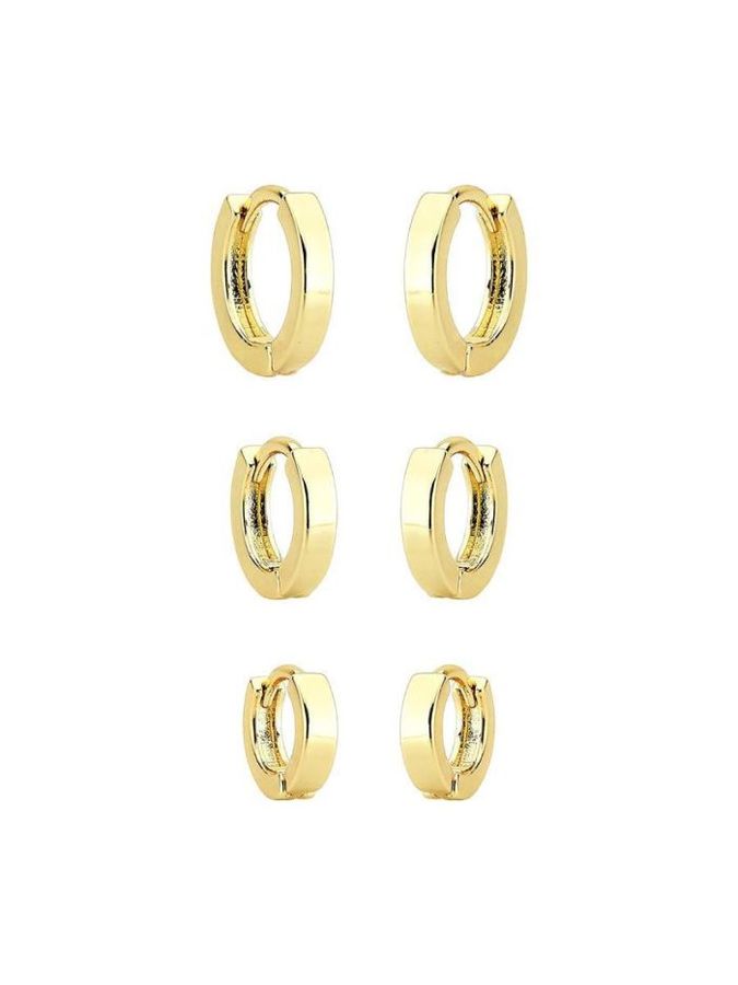 Mix DE Brincos Argola Lisa — banho de ouro 18k, Heali Semijoias