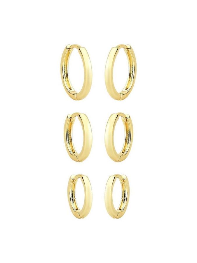Mix DE Brincos Argola Redonda Lisa — banho de ouro 18k, Heali Semijoias
