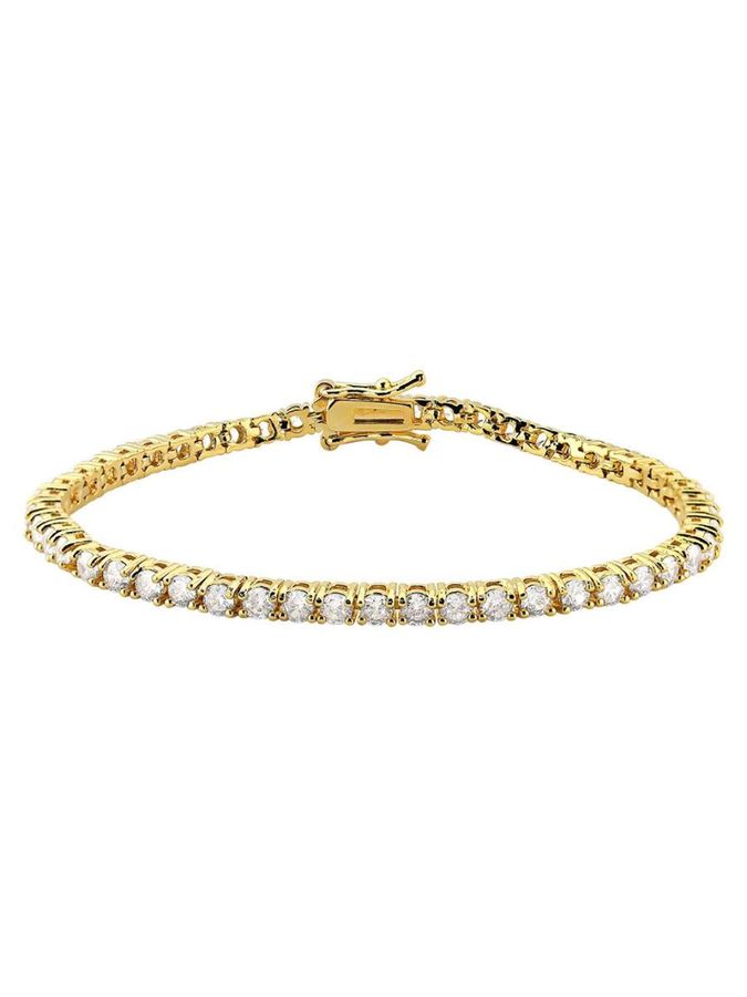 Pulseira Riviera Incolor Banho Ouro — banho de paládio, Heali Semijoias