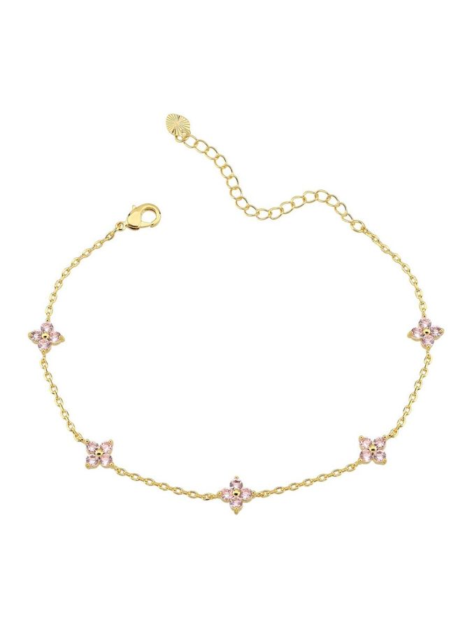 Pulseira Flor Rosa — banho de paládio, Heali Semijoias