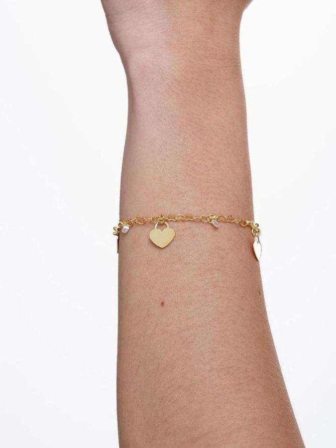 Pulseira DE Elo Coração Banho Ouro — banho de ouro 18k, Heali Semijoias