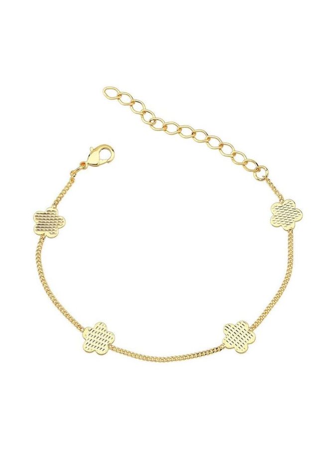 Pulseira DE Flor Diamantada — banho de ouro 18k, Heali Semijoias