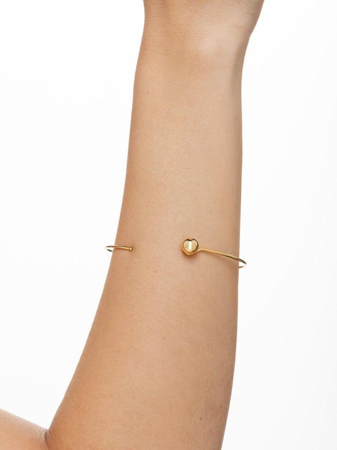 Bracelete Fino Liso Com Bola — banho de ouro 18k, Heali Semijoias