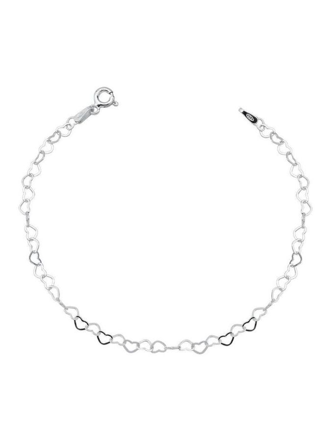 Pulseira Elo Coracao Banho Prata — prata 925, Heali Semijoias