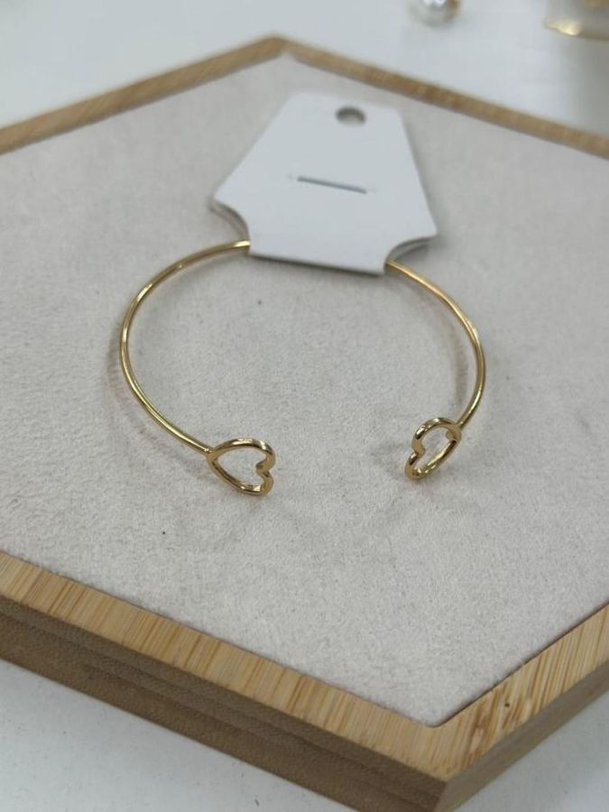 Bracelete Dois Coracoes Vazado — banho de ouro 18k, Heali Semijoias