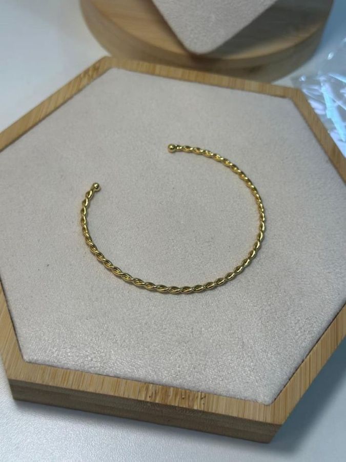 Bracelete Torcido Fino — banho de paládio, Heali Semijoias