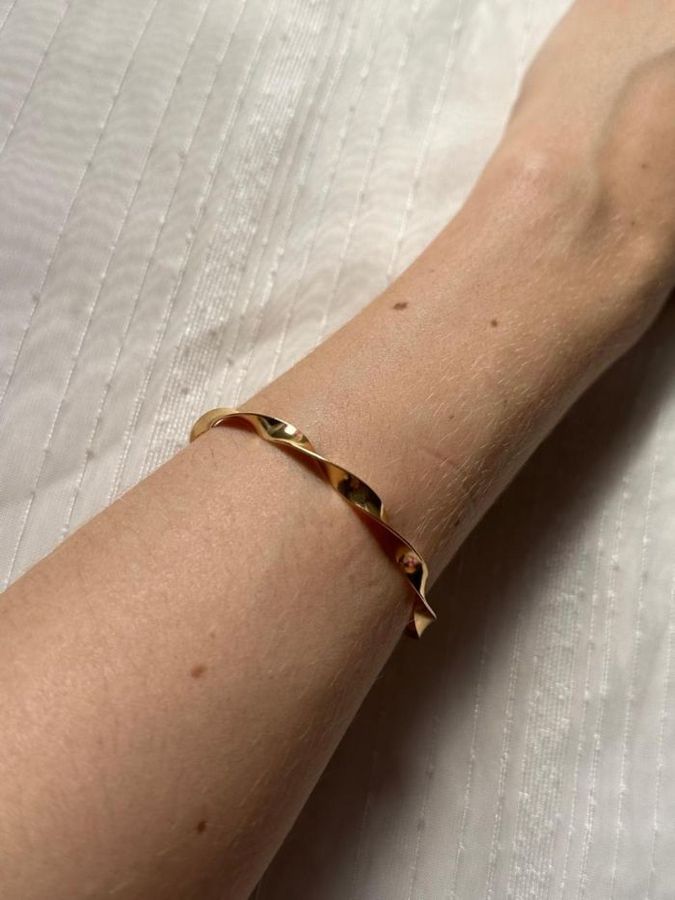Bracelete Torcido — banho de paládio, Heali Semijoias