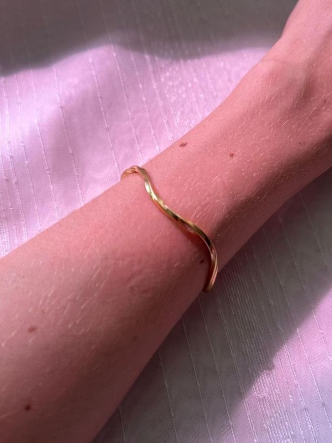 Bracelete Onda Texturizado — banho de paládio, Heali Semijoias